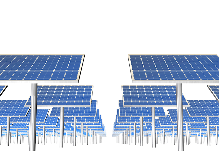 solar panel installation in multiple rows for renewable energy generation