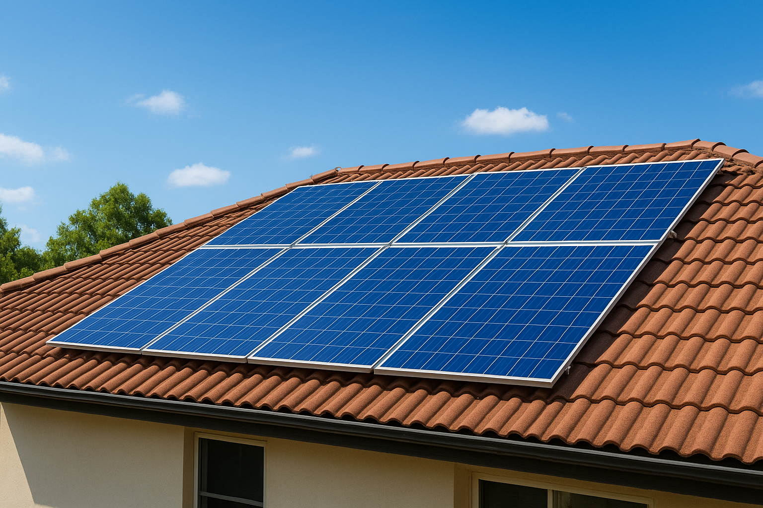solar energy system for home with rooftop solar panels generating clean electricity