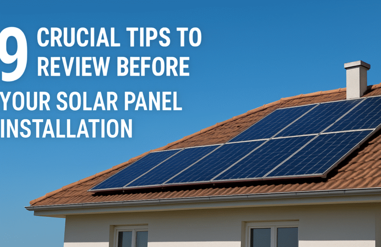 Solar panel installation on a residential rooftop under clear blue sky showcasing clean energy setup.