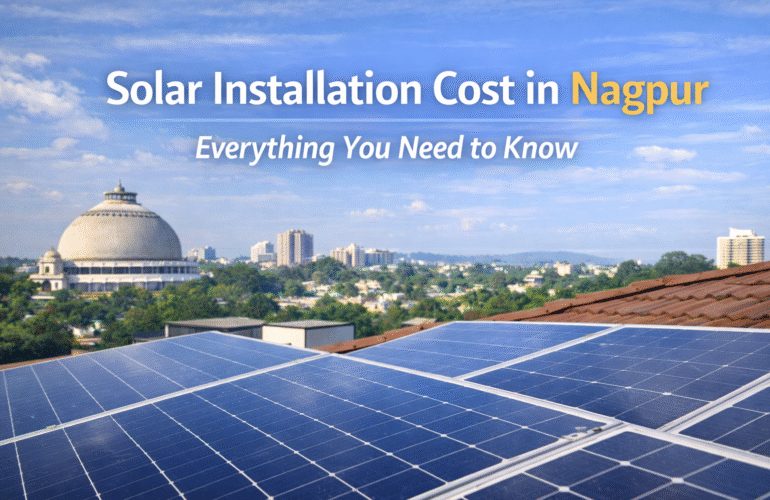 Solar installation on a residential rooftop in Nagpur showing solar panels and mounting structure
