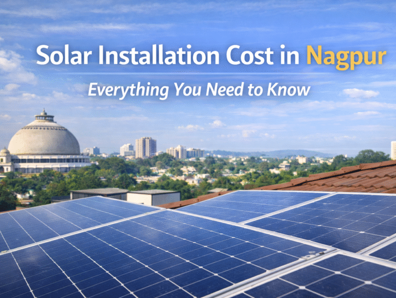 Solar installation on a residential rooftop in Nagpur showing solar panels and mounting structure