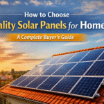 Quality solar panels for home installed on a residential rooftop generating clean and efficient solar energy
