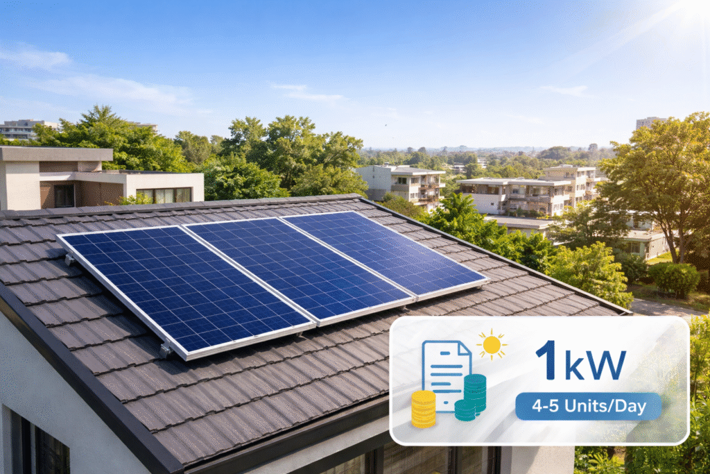 1 kilowatt solar panel price in India with rooftop installation