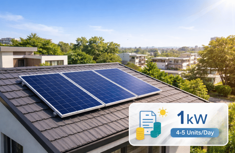 1 kilowatt solar panel price in India with rooftop installation