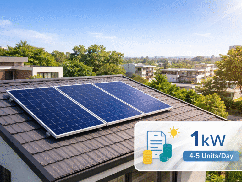 1 kilowatt solar panel price in India with rooftop installation