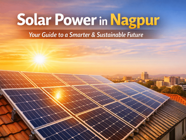 Solar power in Nagpur with rooftop panels generating clean energy under bright sunlight