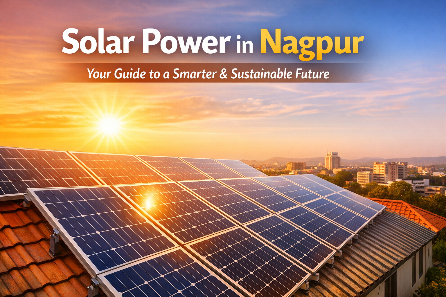 Solar power in Nagpur with rooftop panels generating clean energy under bright sunlight