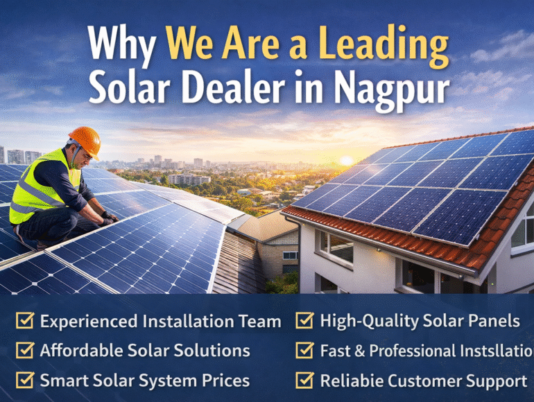 Leading solar dealer in Nagpur installing rooftop solar panels for residential homes with professional solar technician.