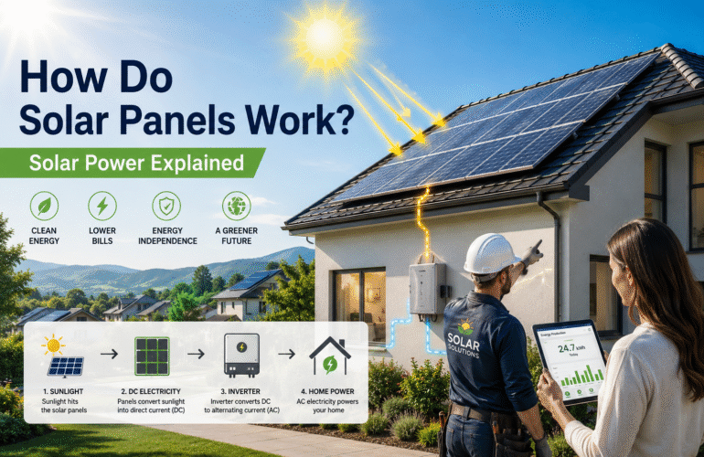 Modern rooftop solar panels generating solar power on a residential home under bright sunlight