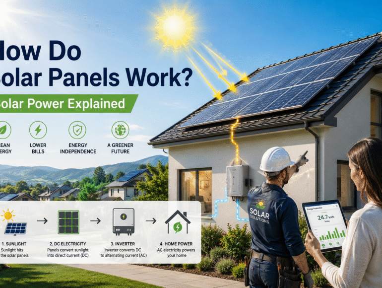 Modern rooftop solar panels generating solar power on a residential home under bright sunlight