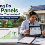 Homeowner reviewing solar panels investment and electricity savings with a solar consultant