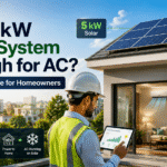 5 kW rooftop solar system powering an air conditioner in a modern Indian home