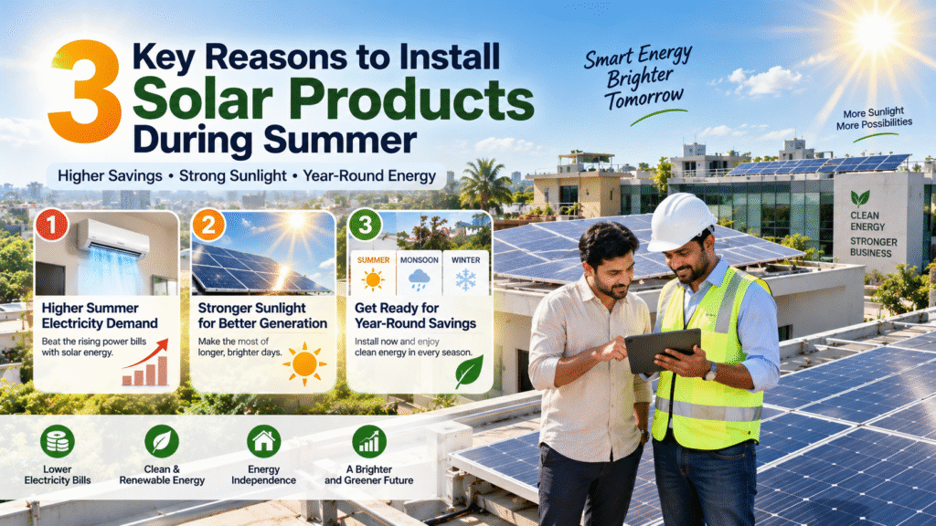 Rooftop solar products installed on an Indian property during summer with bright sunlight