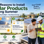 Rooftop solar products installed on an Indian property during summer with bright sunlight