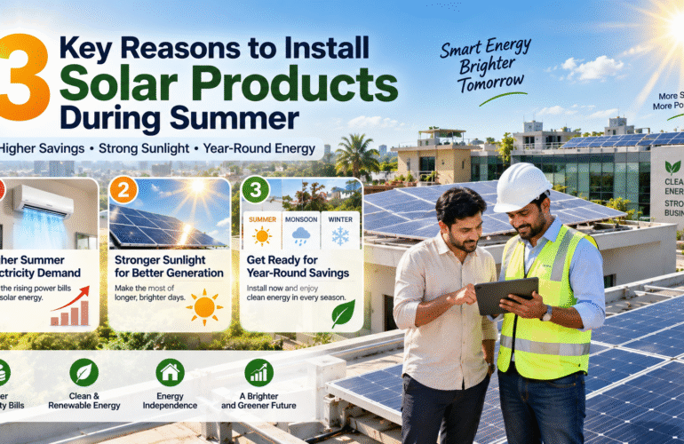 Rooftop solar products installed on an Indian property during summer with bright sunlight