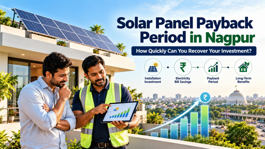 Rooftop solar panel on a modern Nagpur home illustrating solar investment recovery and potential electricity savings.